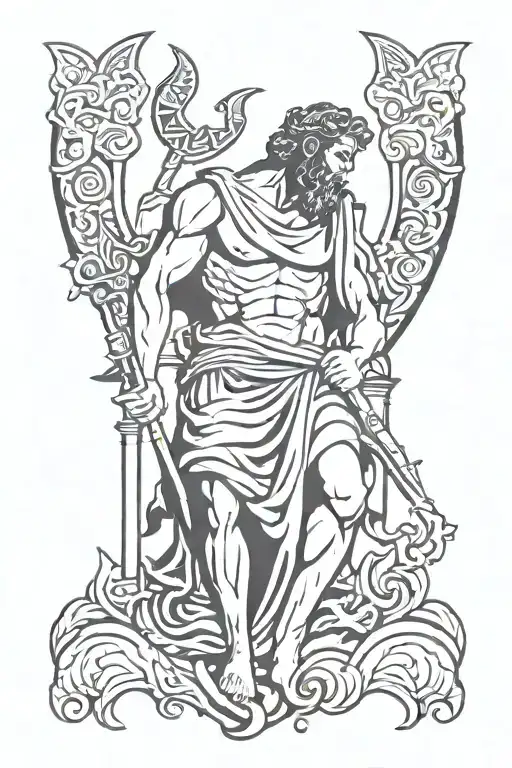 zzeus poseidon hades Greek god tattoo design idea