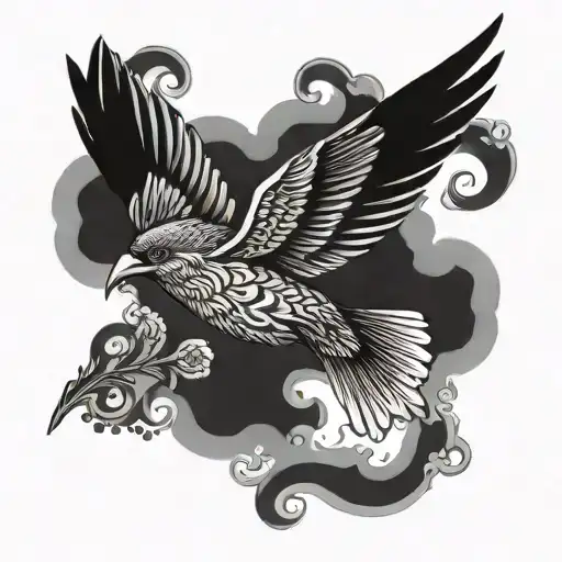 top view bird flying in the sky tattoo design idea
