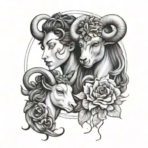 Please create a tattoo of the zodiac signs Gemini and Taurus as a symbol of mother-daughter love tattoo design idea