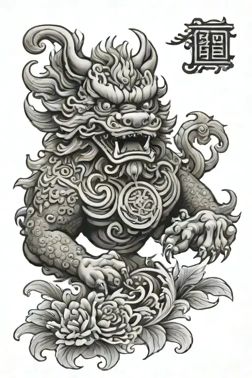 chinese Foo dog tattoo design idea
