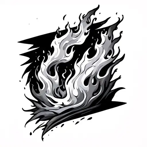 A three part minimalist tattoo with flames, a storm, and ashes tattoo design idea