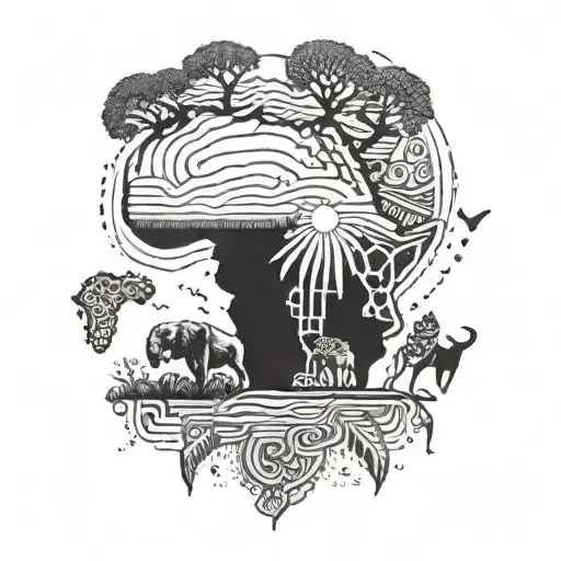 Africa continent tattoo design idea