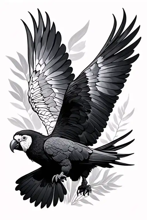 black cockatoo flying tattoo design idea
