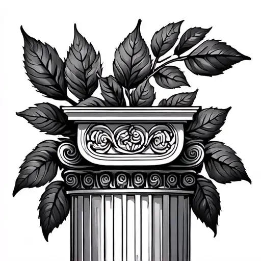greek column and leaves tattoo design idea