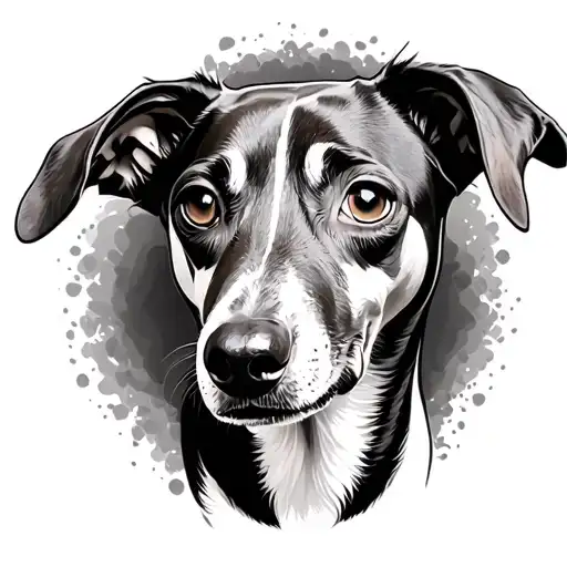 whippet dog face surrounded tattoo design idea
