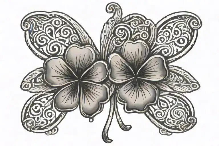 3 leaf clover Roman numeral 9 tattoo design idea