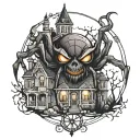 Halloween Spider and Haunted Mansion tattoo design idea
