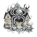 Halloween Spider and Haunted Mansion tattoo design idea