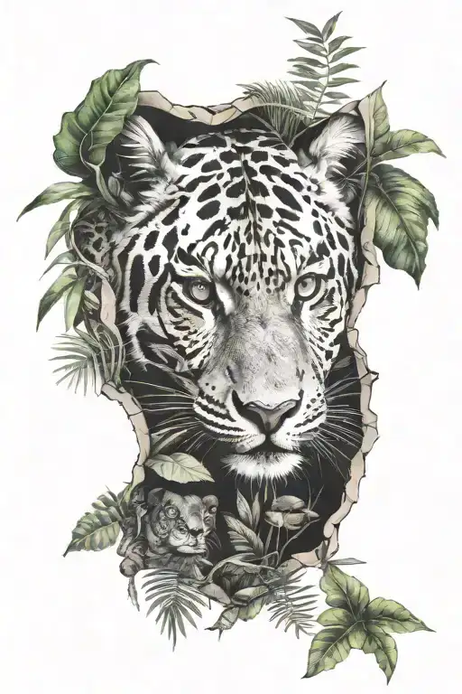 jungle animals peeking tattoo design idea