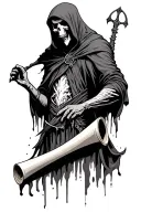 reaper handing scroll across tattoo design idea
