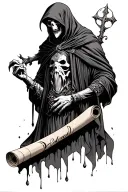 reaper handing scroll across tattoo design idea