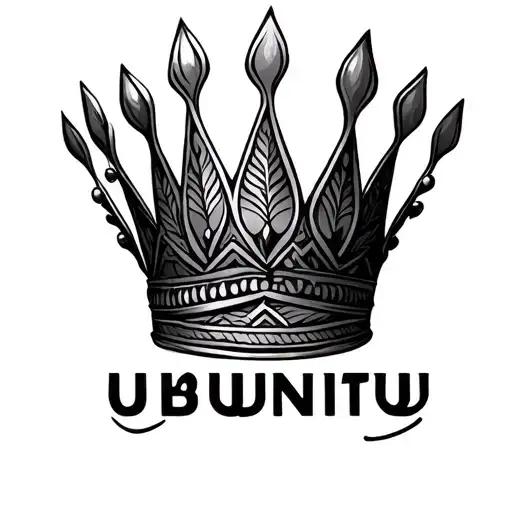 african crown with "Ubuntu" underneath tattoo design idea