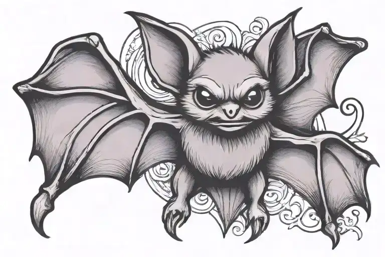 Cute bat tattoo design idea