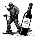back country skiing wine bottle tattoo design idea