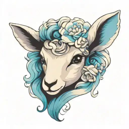 cute lamb face tattoo design idea
