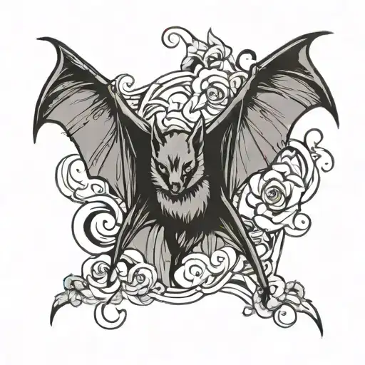 bat flying tattoo design idea