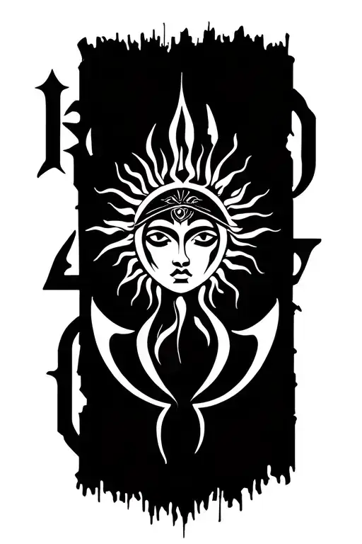 "Helios sun god, fine line" Sun God Majesty Symbol tearing tattoo design idea