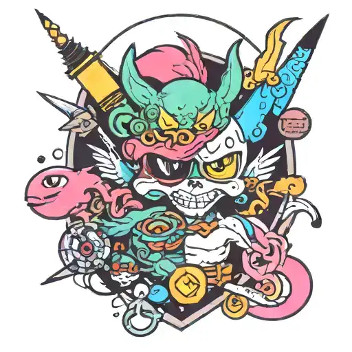 80s cartoons tattoo design idea