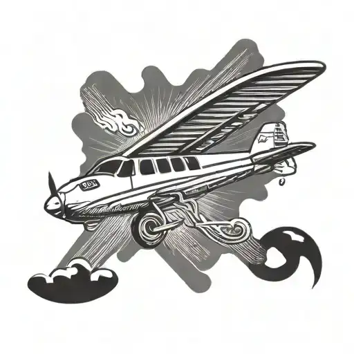  small plane flying, wind trail and "delta alpha delta" on the plane wing. gurl scout cookies  tattoo design idea