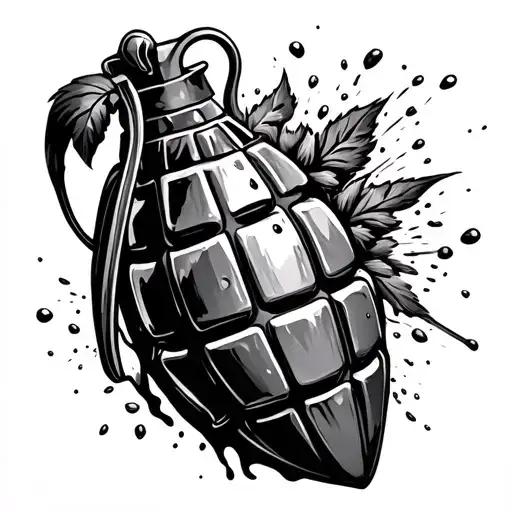 bleeding heart hand grenade exploding tattoo design idea