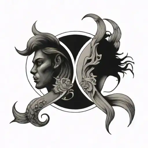 Gemini Zodiac Sign with Pisces Zodiac sign incorporated tattoo design idea