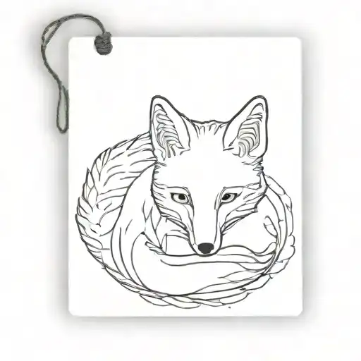 ractangle omamori talisma fox inside tattoo design idea