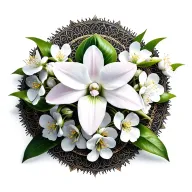 mandala of pink cattleya with white cherry blossoms tattoo design idea