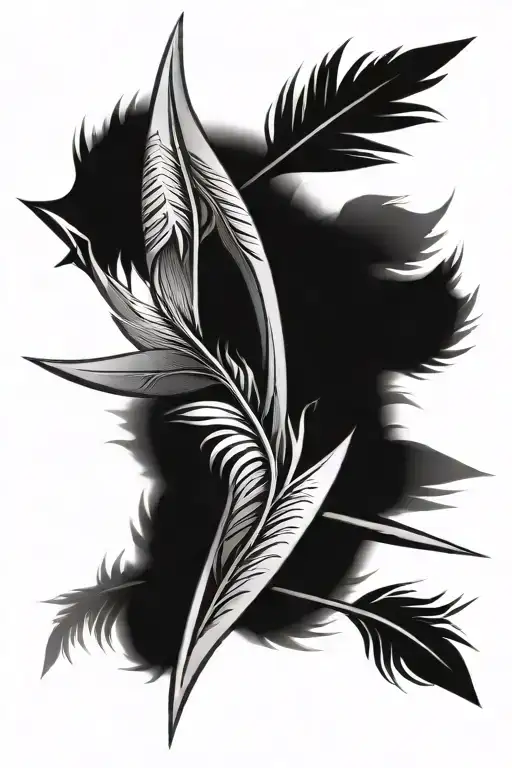 single arrow simple with feathered fletching intwined tattoo design idea