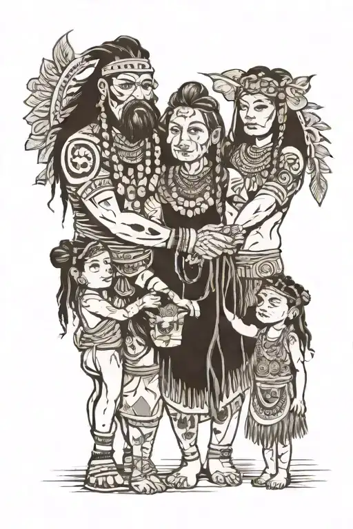 shaman family holding hands holding tattoo design idea