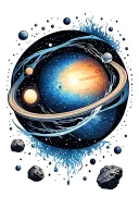 universe planets galaxy filled with stars black holes asteroids  tattoo design idea