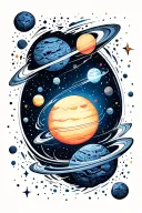 universe planets galaxy filled with stars black holes asteroids  tattoo design idea