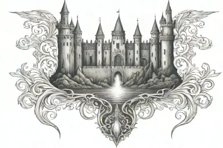 men's tattoo, symbolism for impermanence castles made tattoo design idea