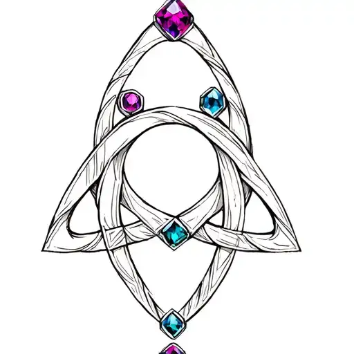 Triquetra knot with birthstones tattoo design idea
