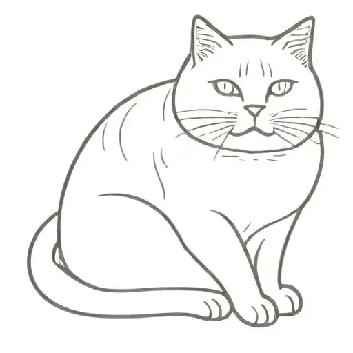 fat orange cat sitting tattoo design idea