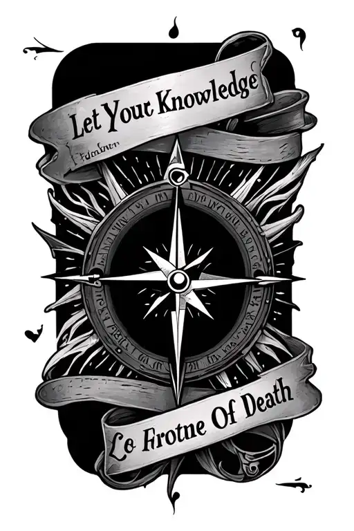 "Let Your Knowledge Of Death " Compass Fortune Favors tattoo design idea