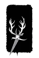 thin swords wrapped with deer head as the handle  tattoo design idea