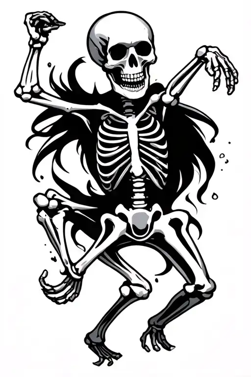 Dancing skeleton tattoo design idea