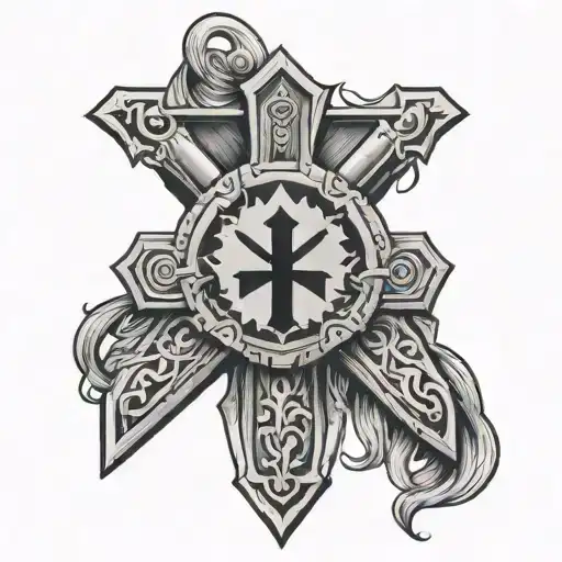 kosovo war sword shield cross tattoo design idea