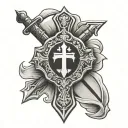 kosovo war sword shield cross tattoo design idea