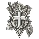 kosovo war sword shield cross tattoo design idea