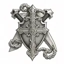 kosovo war sword shield cross tattoo design idea
