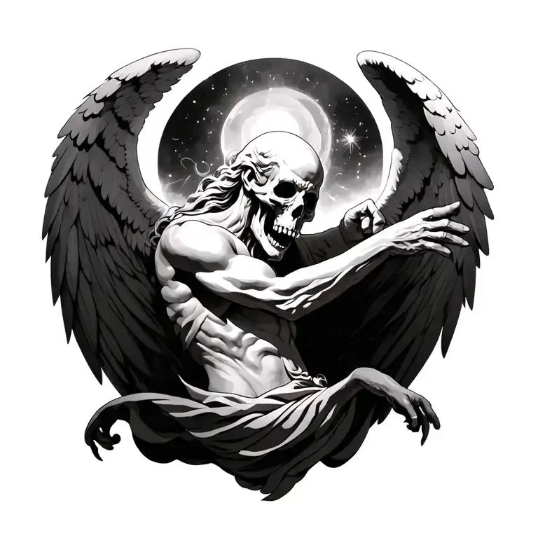 Angel Of Death fighting angel of life tattoo design idea