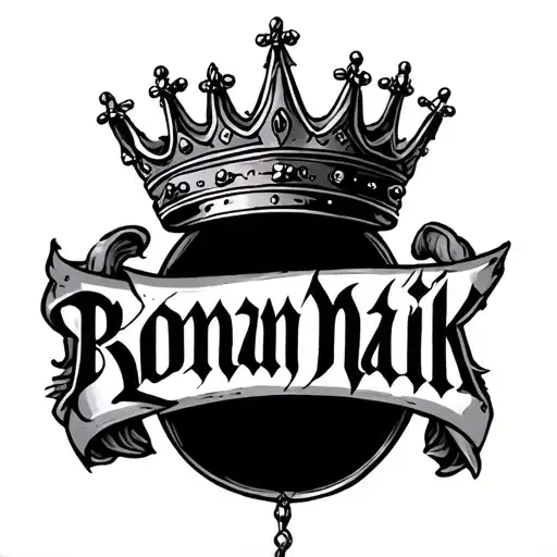 Crowns over the name of Roman Malik tattoo design idea