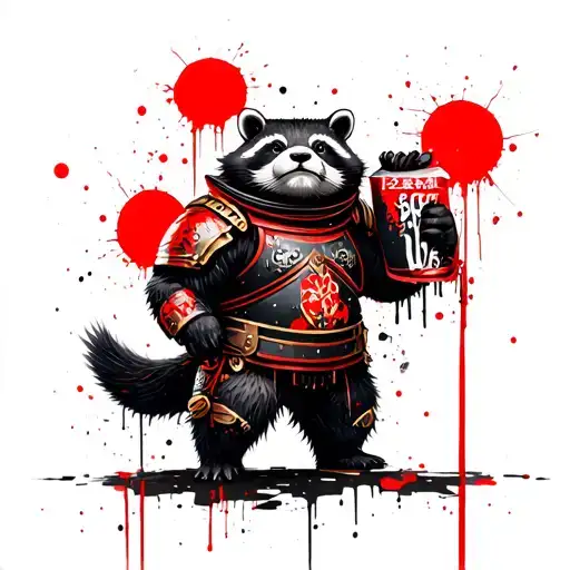 japan tanuki armor holding tattoo design idea