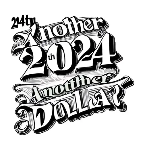 Roman numerals 24th may 2024 with words Another day Another dollar tattoo design idea