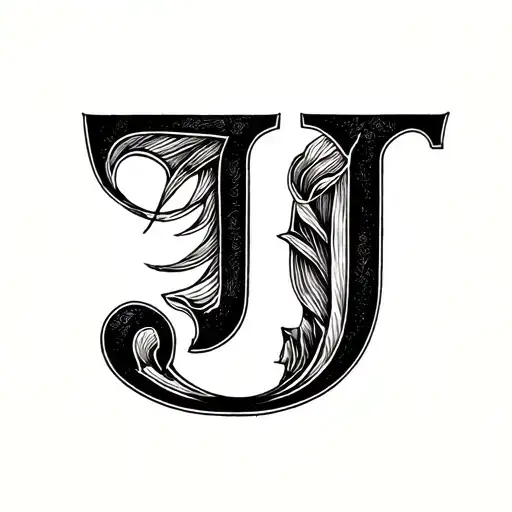The letter J on a chocolate brown skin tone on Collar bone or shoulder small  tattoo design idea