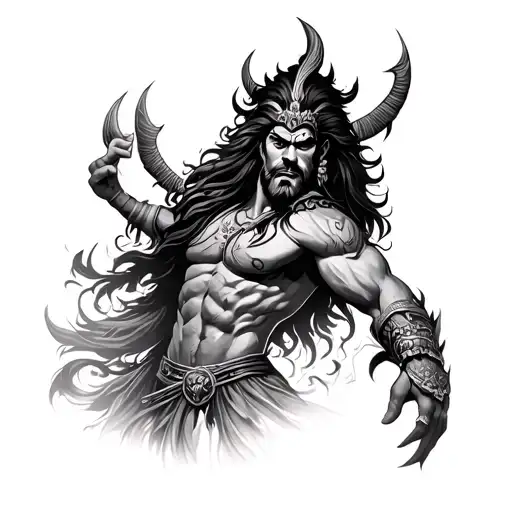 Ravan mythology character forearm tattoo tattoo design idea