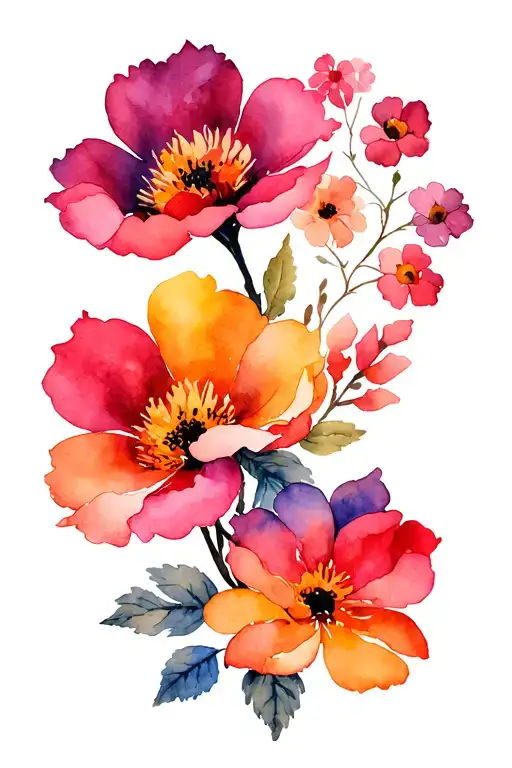 Flash Cottagecore, grandma style, bold color tattoo design idea