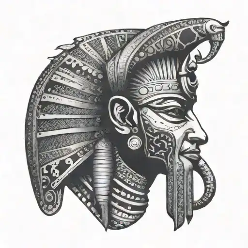 ancient egyptian god in the style of australian aboriginal art tattoo design idea