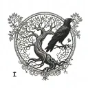 Nordic, runes, crow, Yggdrasil tree, tattoo design idea